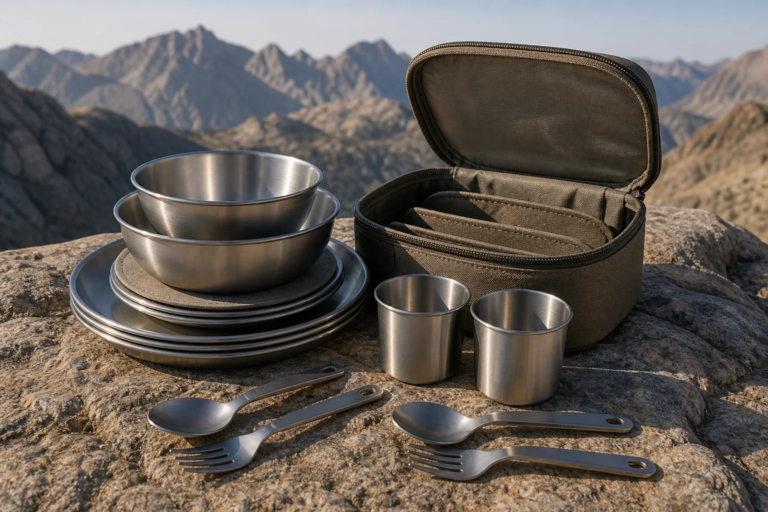 Stainless Mess Kit Mountain Nesting Review Stainless steel mess kit nesting and carry case review at a mountain shelter