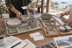 Camping dinnerware add on bundles sorted between a complete base set and separate accessory trays