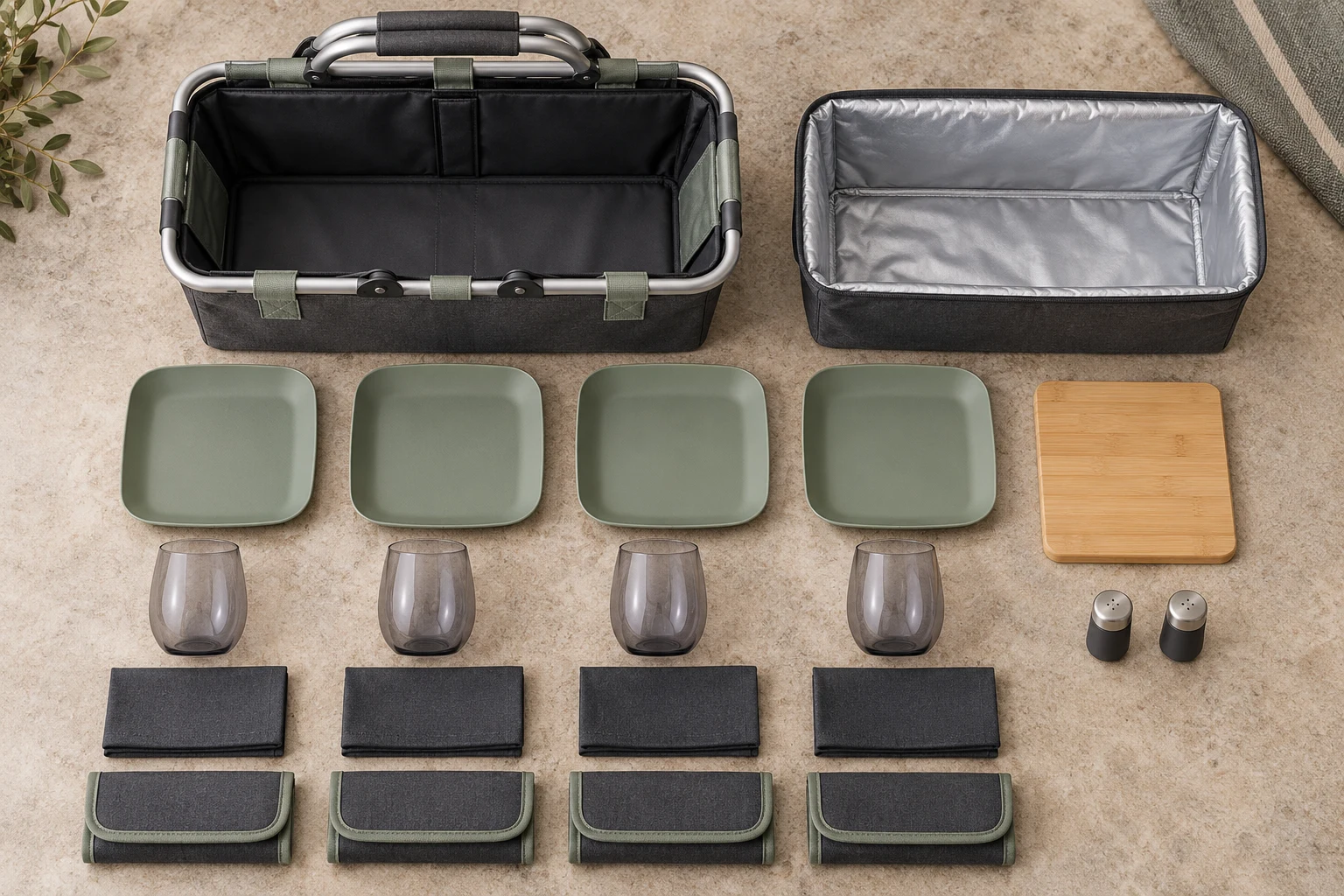 Picnic Basket Reference Configuration Concept Countable four-person aluminum-frame picnic basket configuration concept