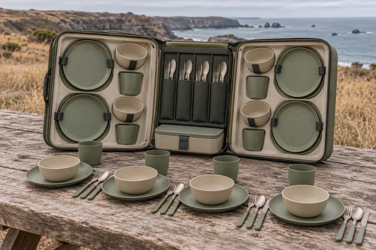 Book-Fold Spine Four-Person Camping Dinnerware Set