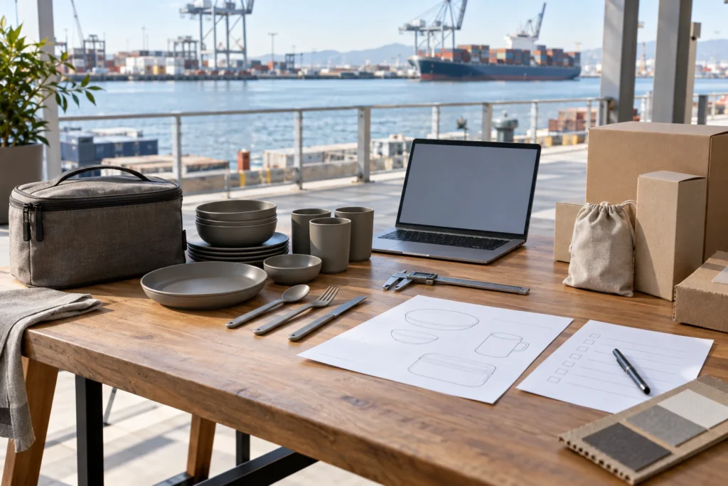 Camping tableware RFQ review with dinnerware case blank drawings packaging samples and buyer checklist