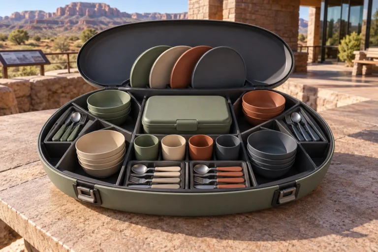 Carousel-Pod Four-Person Camping Dinnerware Set