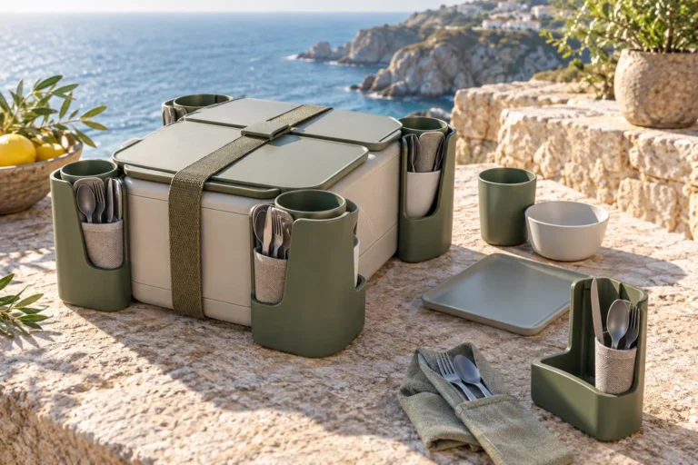 Corner-Lock Four-Person Camping Dinnerware Set