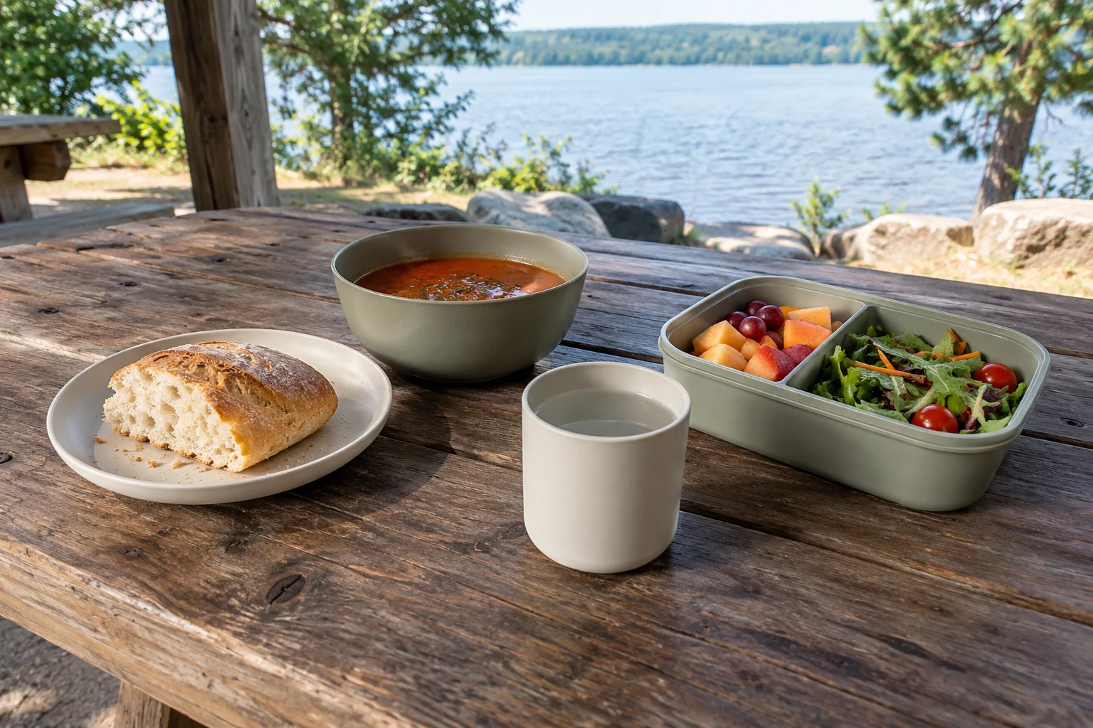 Camping set intended use conditions shown by component food and temperature