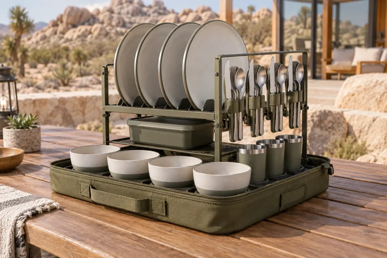 Lift-Cage Four-Person Camping Dinnerware Set