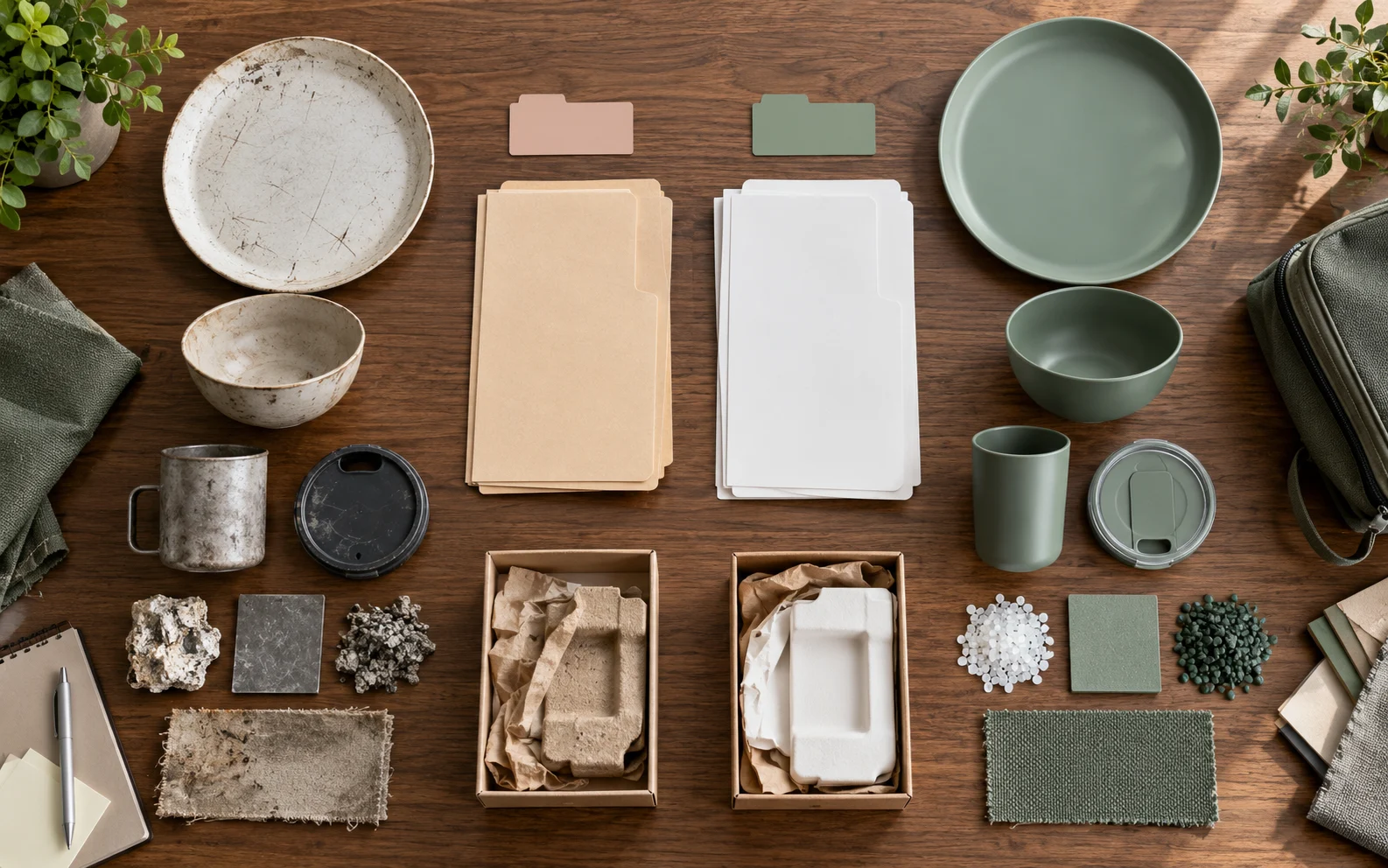 Old and proposed camping tableware components separated in a material change evidence gap register