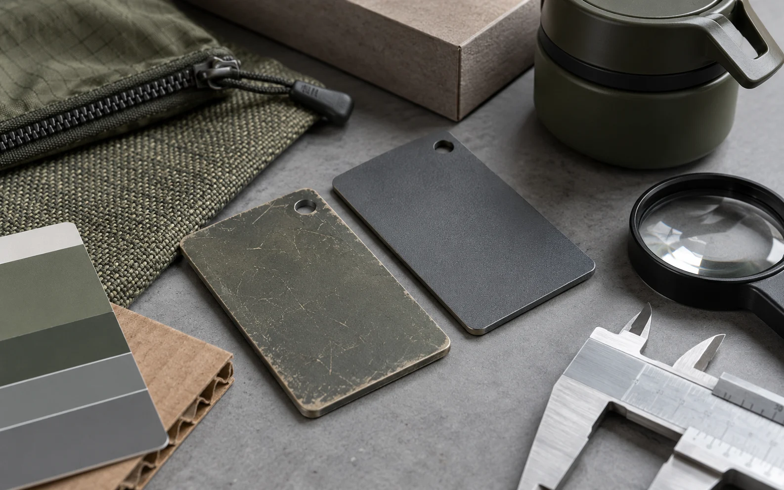 Outdoor tableware material chips textile closure and drawing details prepared for scope comparison