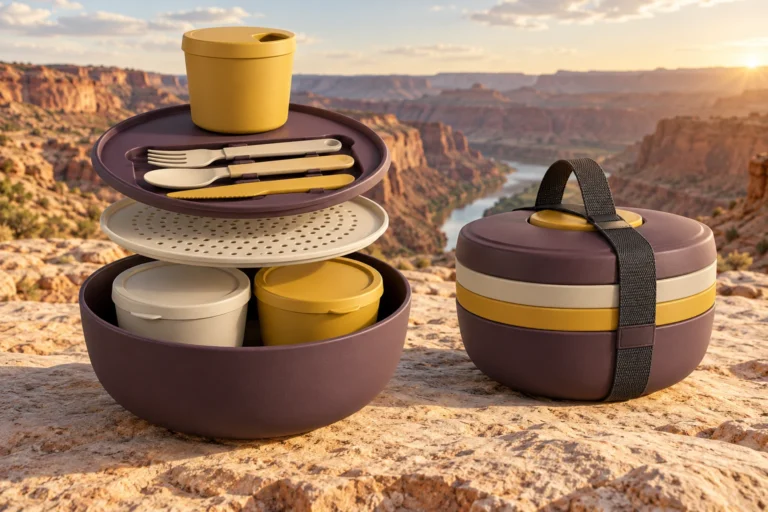 Nested PP Camping Meal Kit with Lidded Containers