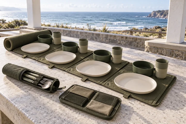 Roll-Map Four-Person Camping Dinnerware Set