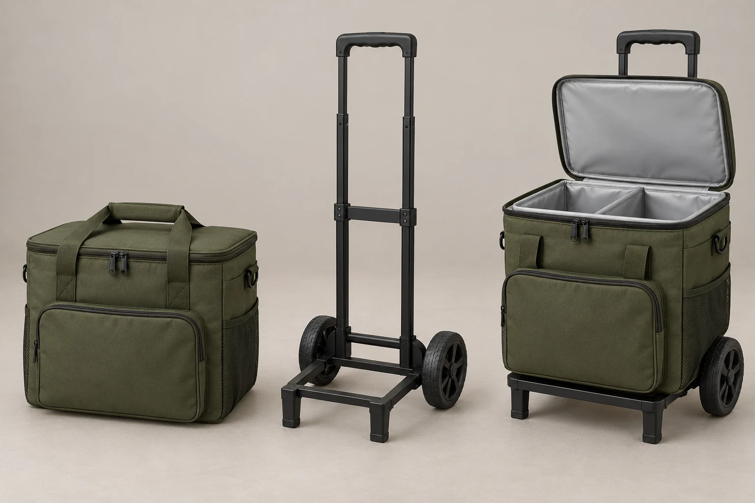 Detachable Trolley and Divided Cooler Structure Concept Detached trolley, cooler bag and divided storage structure concept