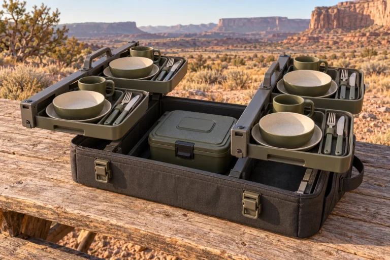 Twin-Beam Lift-Out Four-Person Camping Dinnerware Set